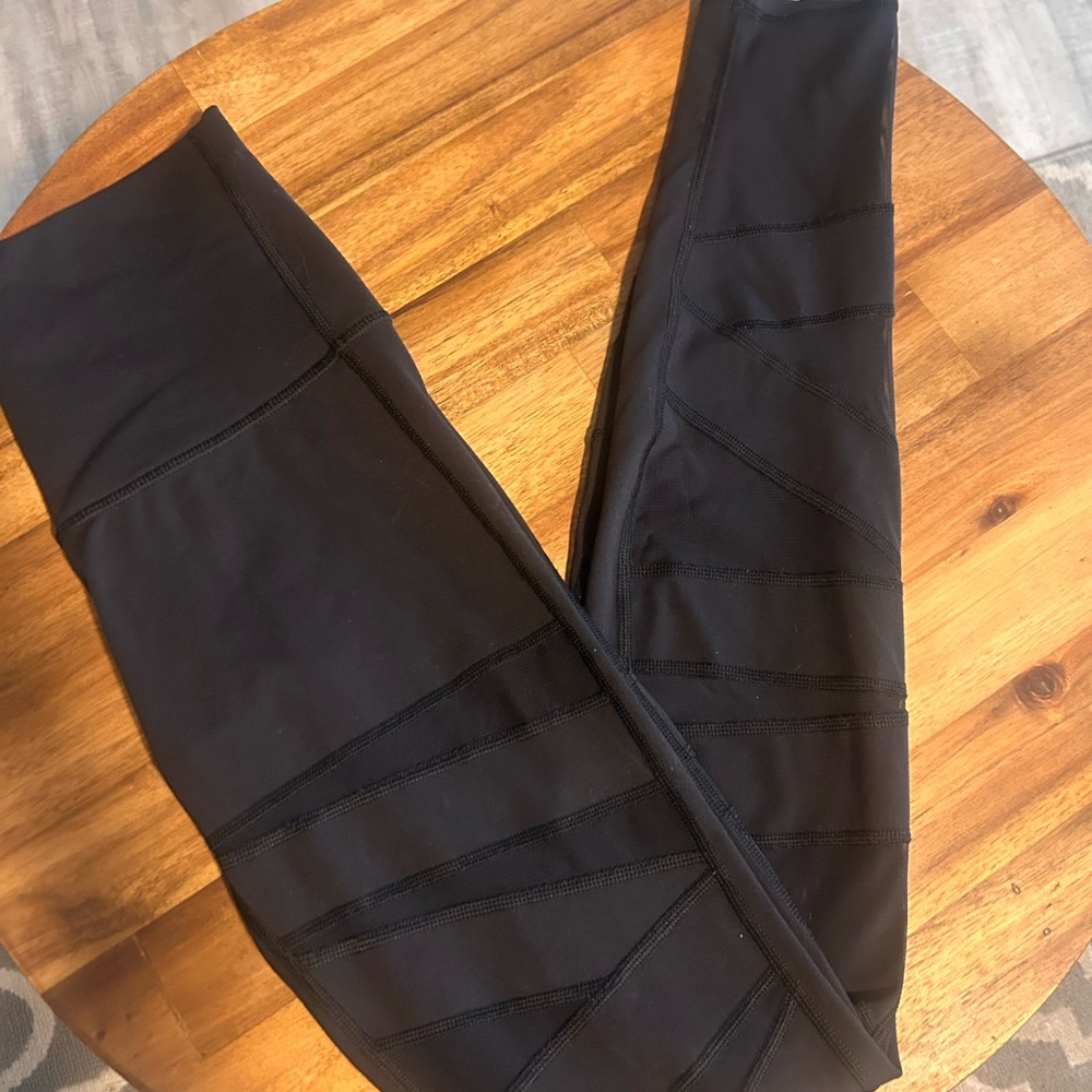 Lululemon High Times High-Rise Tight Tech Mesh Shiny Black Leggings size 2